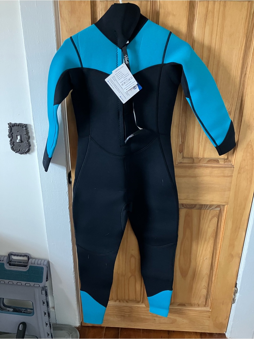 Women’s Black & Teal Full Wetsuit - Neoprene Swim Surf Suit